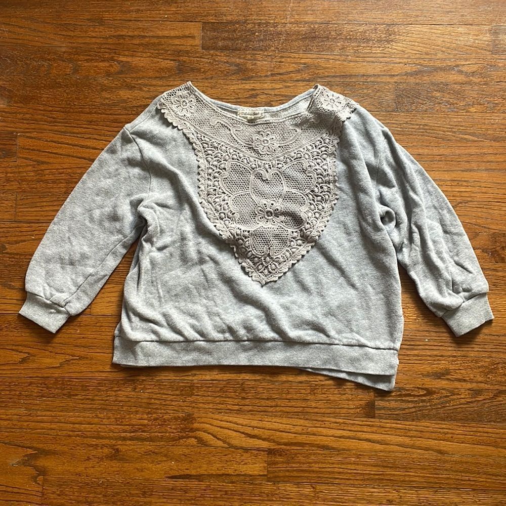 Anthropologie Lili’s Closet Gray Crotchet Pullover